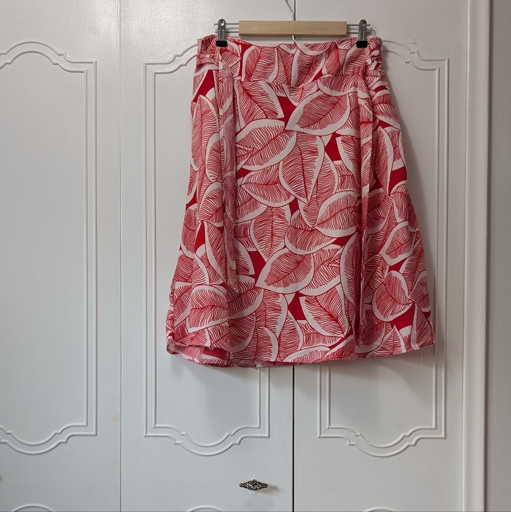 Sherry Taylor Women's Red Tropical A-Line MidiSkirt Size L Summer Vacation